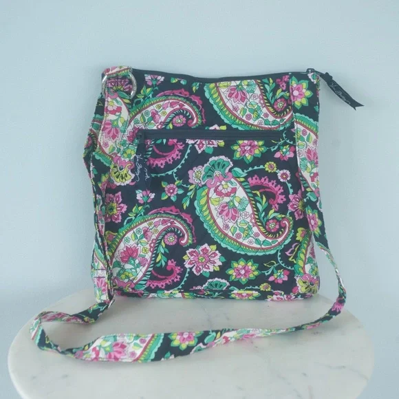 Vera Bradley Navy Colorful Petal Paisley Crossbody Bag Purse - Picture 13 of 15